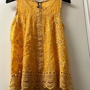 Johnny Was Vibrant Yellow Lace Top